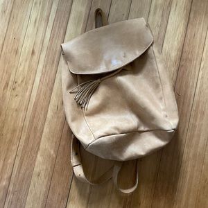 Boho light tan leather backpack